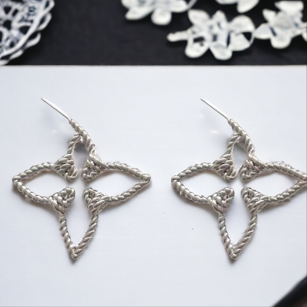 Luxury Designer Silver Nautical Hoops Earrings - Picture 2 of 7